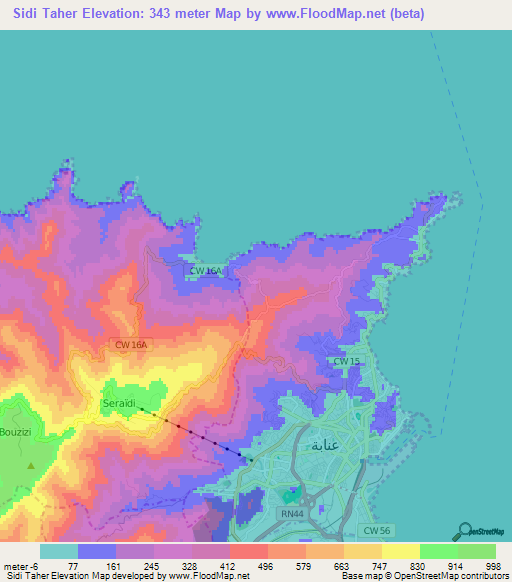 Sidi Taher,Algeria Elevation Map