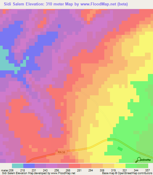 Sidi Salem,Algeria Elevation Map