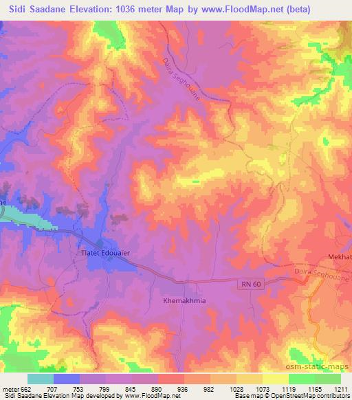 Sidi Saadane,Algeria Elevation Map