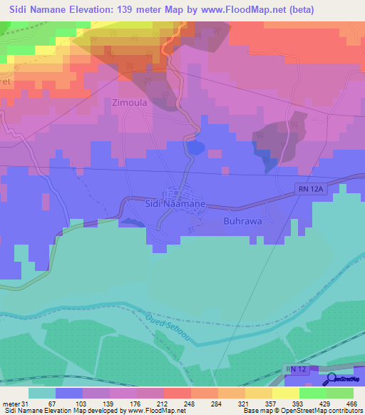 Sidi Namane,Algeria Elevation Map