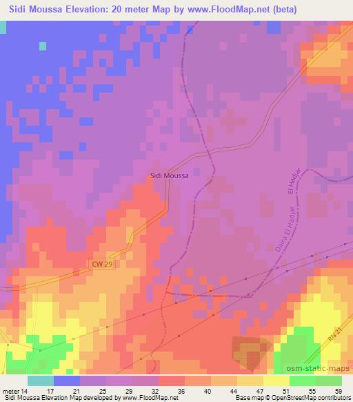 Sidi Moussa,Algeria Elevation Map