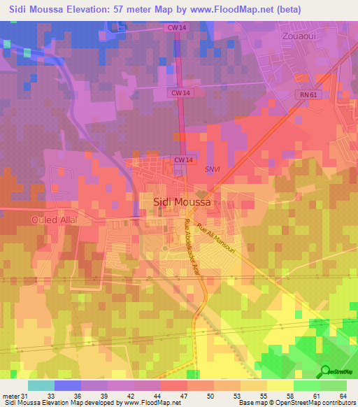 Sidi Moussa,Algeria Elevation Map