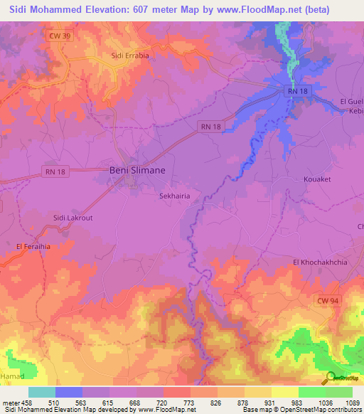 Sidi Mohammed,Algeria Elevation Map