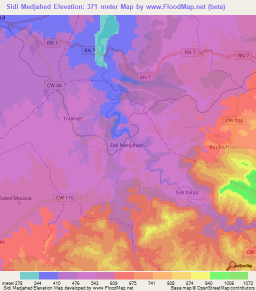 Sidi Medjahed,Algeria Elevation Map