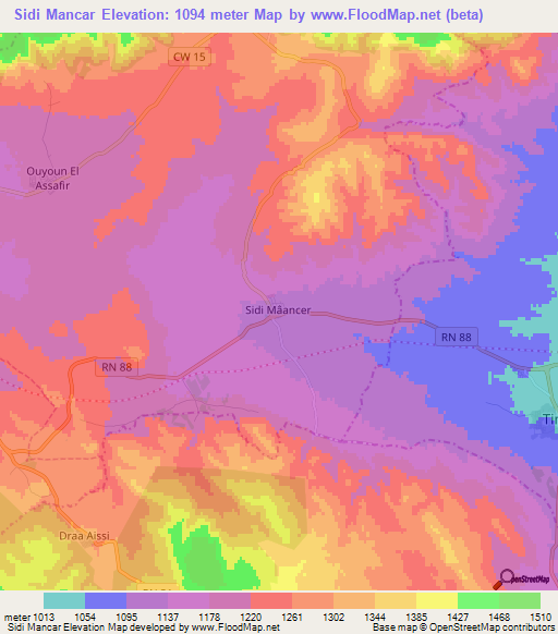 Sidi Mancar,Algeria Elevation Map