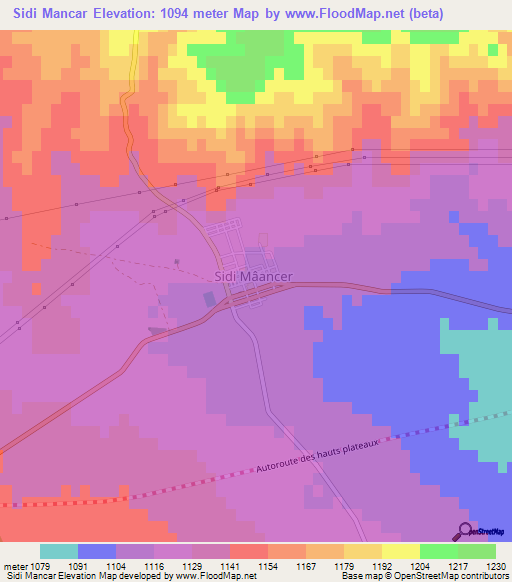 Sidi Mancar,Algeria Elevation Map