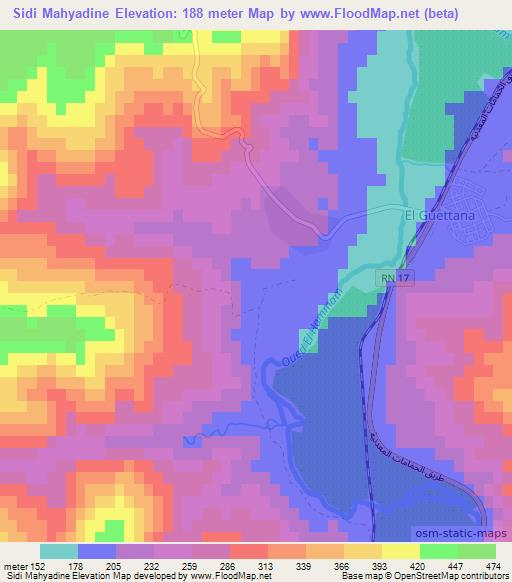 Sidi Mahyadine,Algeria Elevation Map