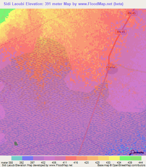 Sidi Laoubi,Algeria Elevation Map