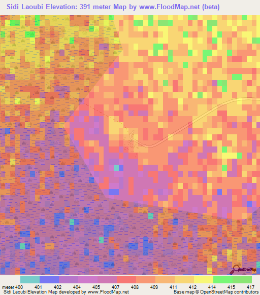 Sidi Laoubi,Algeria Elevation Map