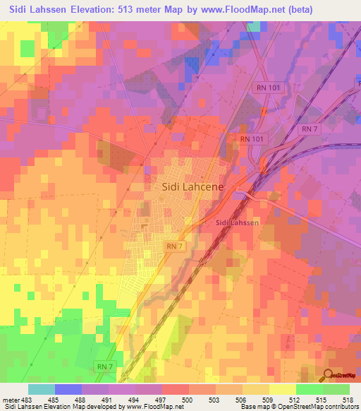 Sidi Lahssen,Algeria Elevation Map