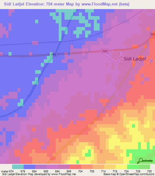 Sidi Ladjel,Algeria Elevation Map
