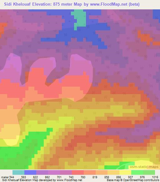 Sidi Khelouaf,Algeria Elevation Map