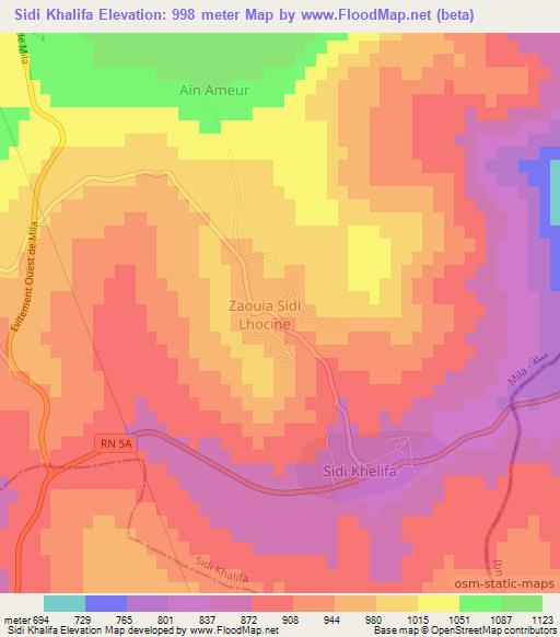 Sidi Khalifa,Algeria Elevation Map