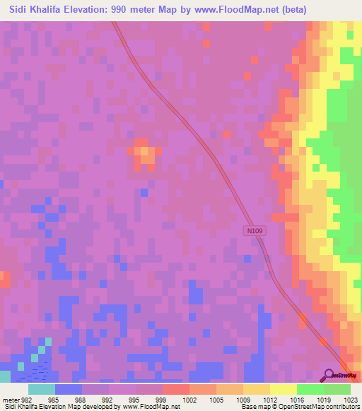 Sidi Khalifa,Algeria Elevation Map