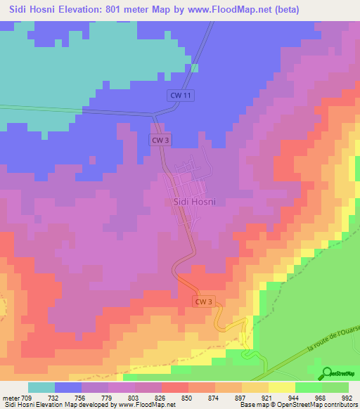Sidi Hosni,Algeria Elevation Map