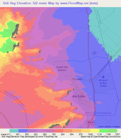 Sidi Heg,Algeria Elevation Map