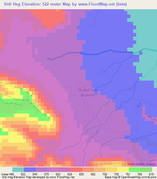 Sidi Heg,Algeria Elevation Map