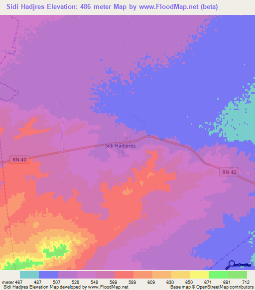 Sidi Hadjres,Algeria Elevation Map