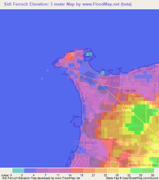Sidi Ferruch,Algeria Elevation Map