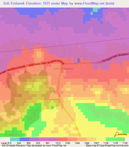 Sidi Embarek,Algeria Elevation Map