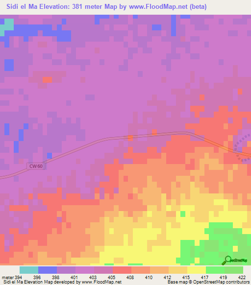 Sidi el Ma,Algeria Elevation Map