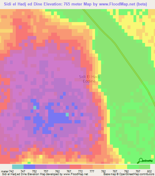Sidi el Hadj ed Dine,Algeria Elevation Map