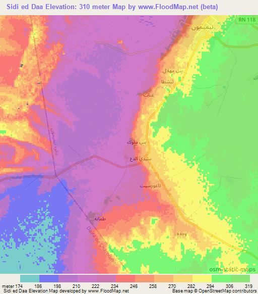 Sidi ed Daa,Algeria Elevation Map