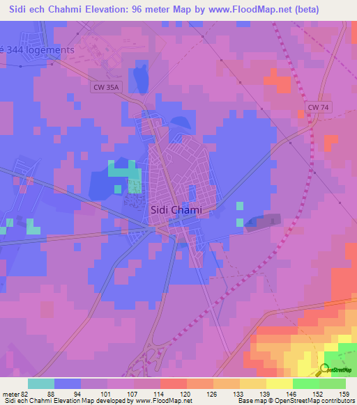 Sidi ech Chahmi,Algeria Elevation Map
