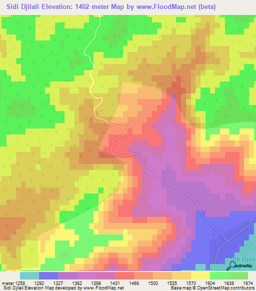 Sidi Djilali,Algeria Elevation Map
