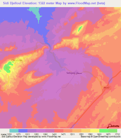 Sidi Djelloul,Algeria Elevation Map