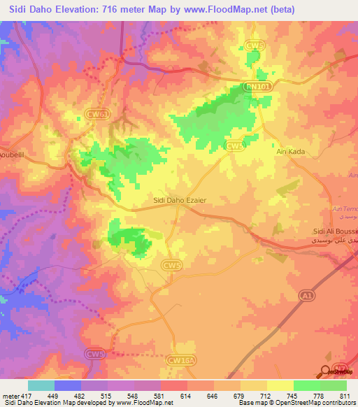 Sidi Daho,Algeria Elevation Map