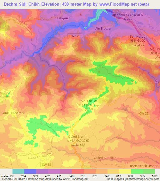 Dechra Sidi Chikh,Algeria Elevation Map