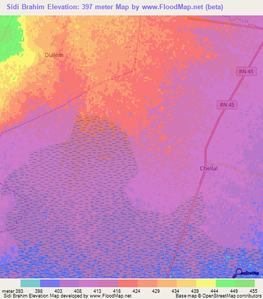 Sidi Brahim,Algeria Elevation Map