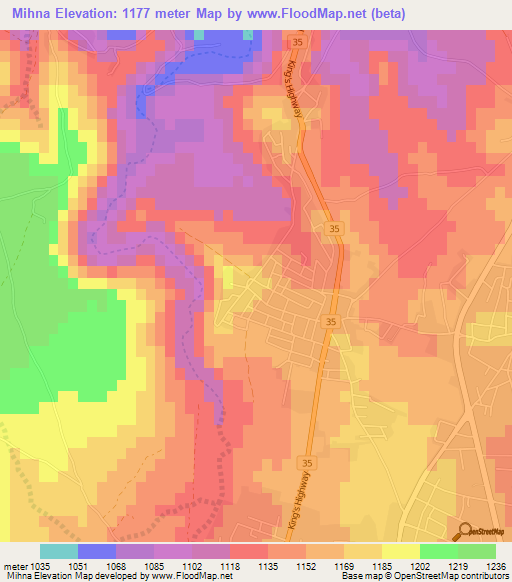 Mihna,Jordan Elevation Map