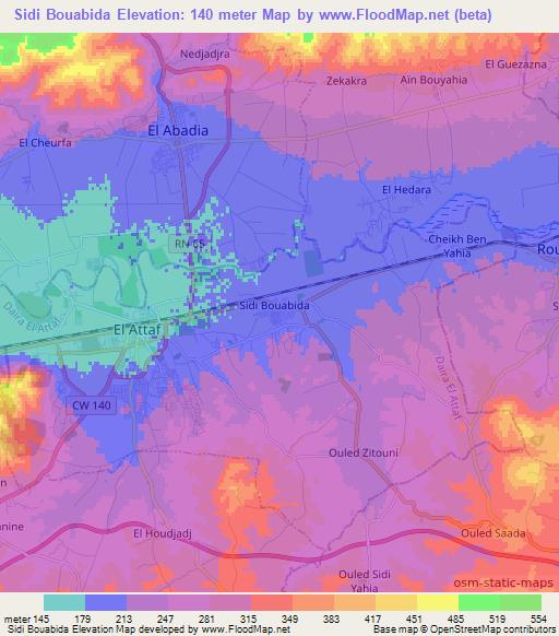 Sidi Bouabida,Algeria Elevation Map