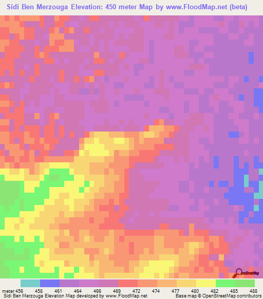 Sidi Ben Merzouga,Algeria Elevation Map
