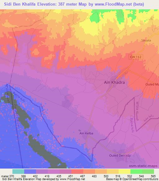 Sidi Ben Khalifa,Algeria Elevation Map