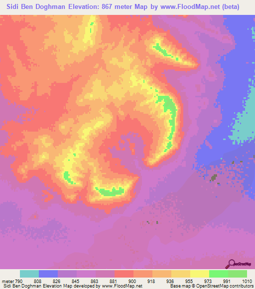 Sidi Ben Doghman,Algeria Elevation Map