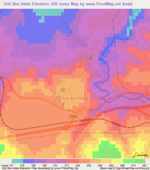 Sidi Ben Adda,Algeria Elevation Map