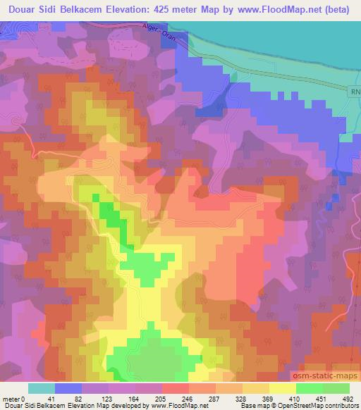 Douar Sidi Belkacem,Algeria Elevation Map