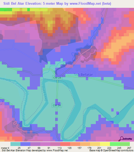 Sidi Bel Atar,Algeria Elevation Map