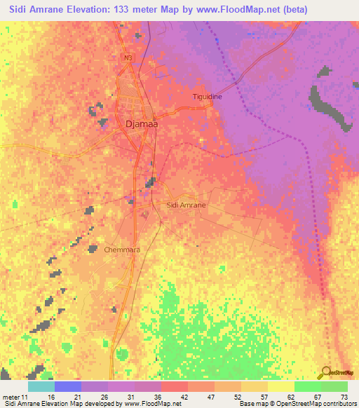 Sidi Amrane,Algeria Elevation Map