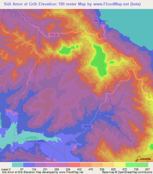 Sidi Amor el Grib,Algeria Elevation Map