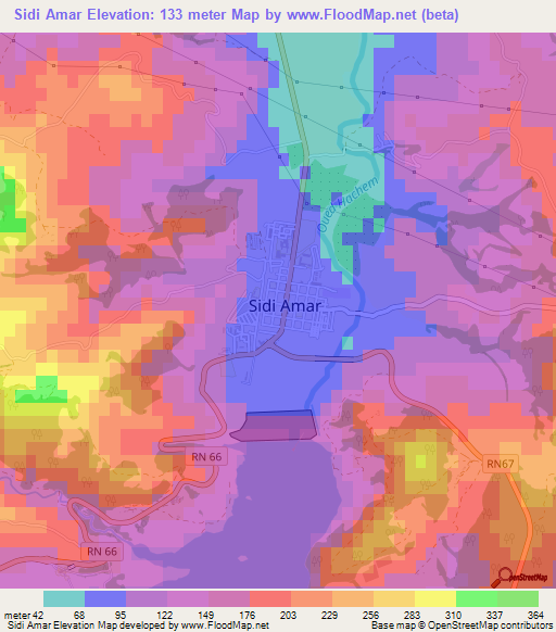 Sidi Amar,Algeria Elevation Map