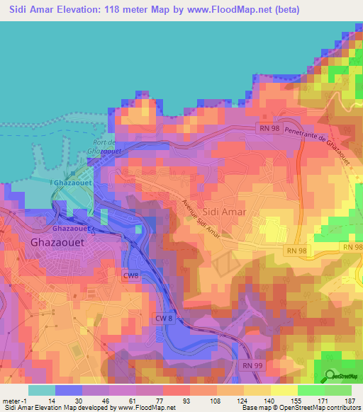 Sidi Amar,Algeria Elevation Map