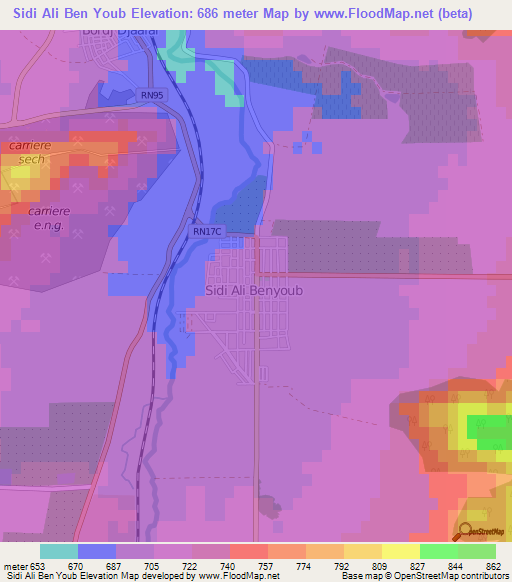 Sidi Ali Ben Youb,Algeria Elevation Map