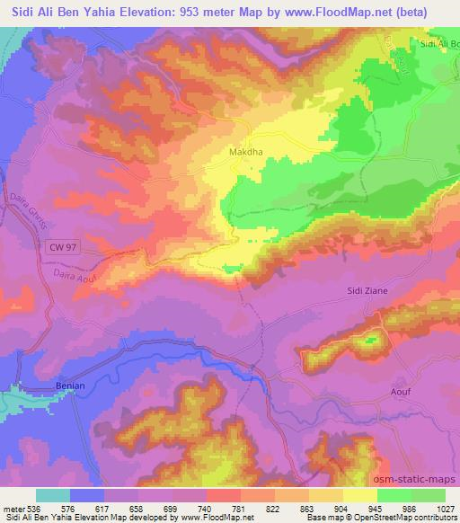 Sidi Ali Ben Yahia,Algeria Elevation Map