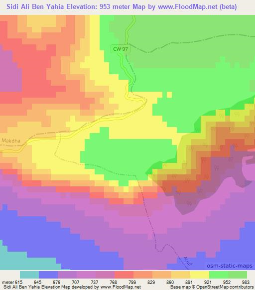 Sidi Ali Ben Yahia,Algeria Elevation Map