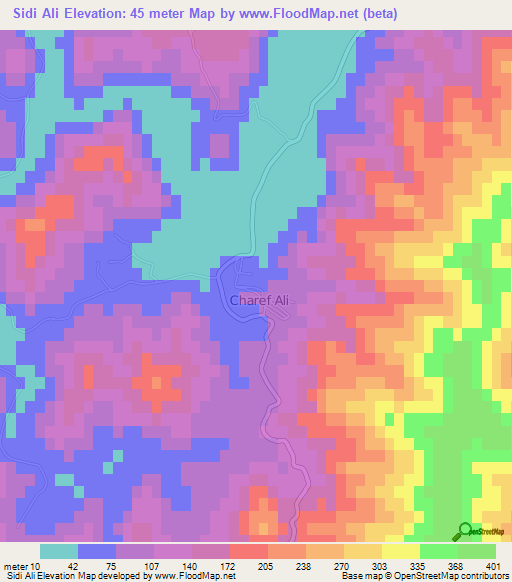 Sidi Ali,Algeria Elevation Map