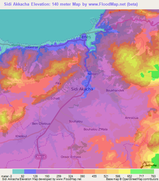 Sidi Akkacha,Algeria Elevation Map